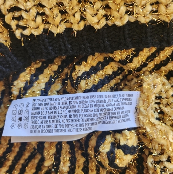 FREE THE ROSES Unique black & yellow chunky knit sweater, size M, Y2K vintage - Picture 6 of 6